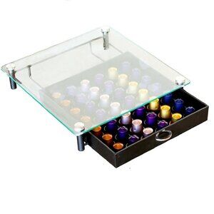 Tempered Glass Coffee Pod Drawer Compatible with Nespresso Original,42 Capsules